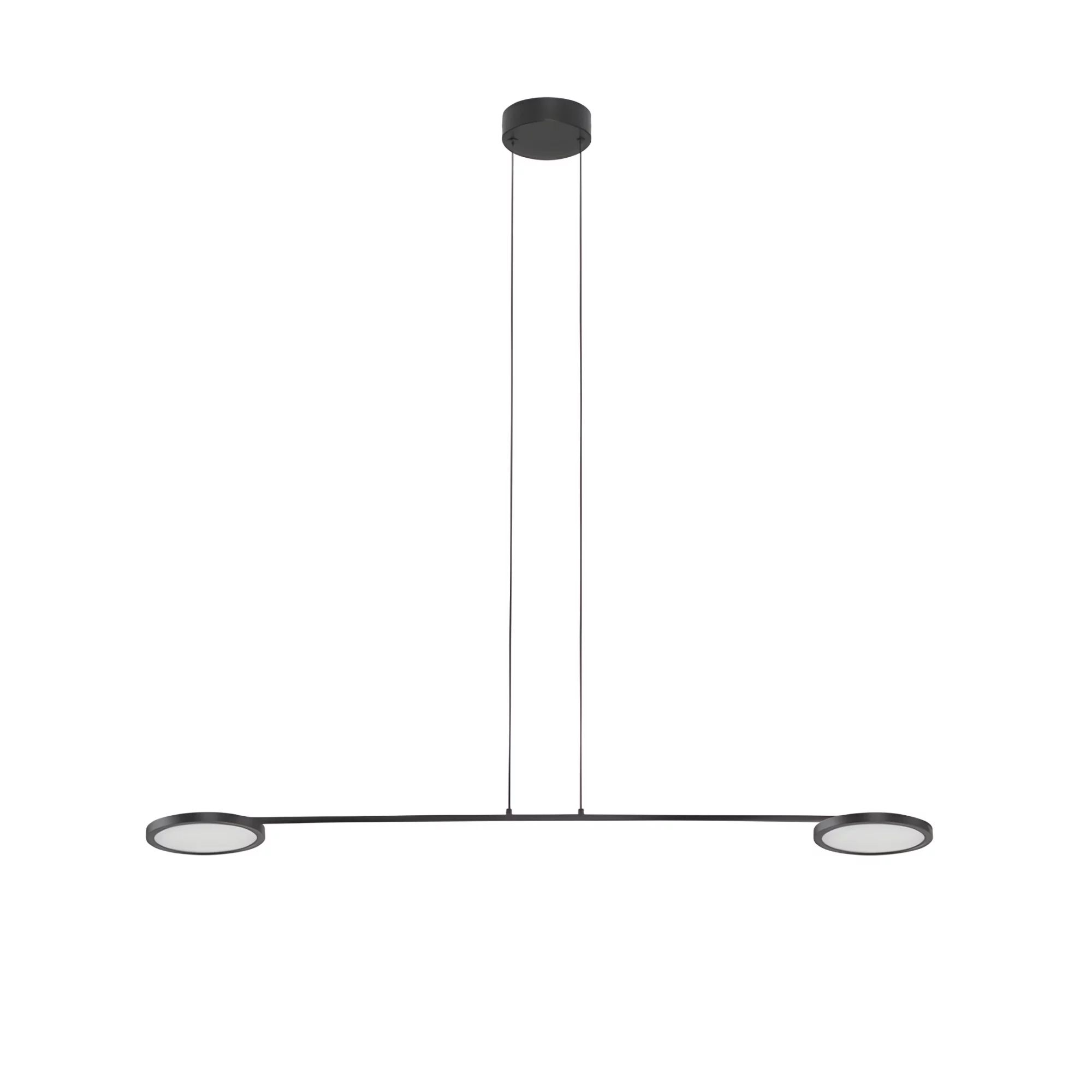 Wisząca lampa Vialto 2 w czarnym kolorze z płaskimi kloszami LED