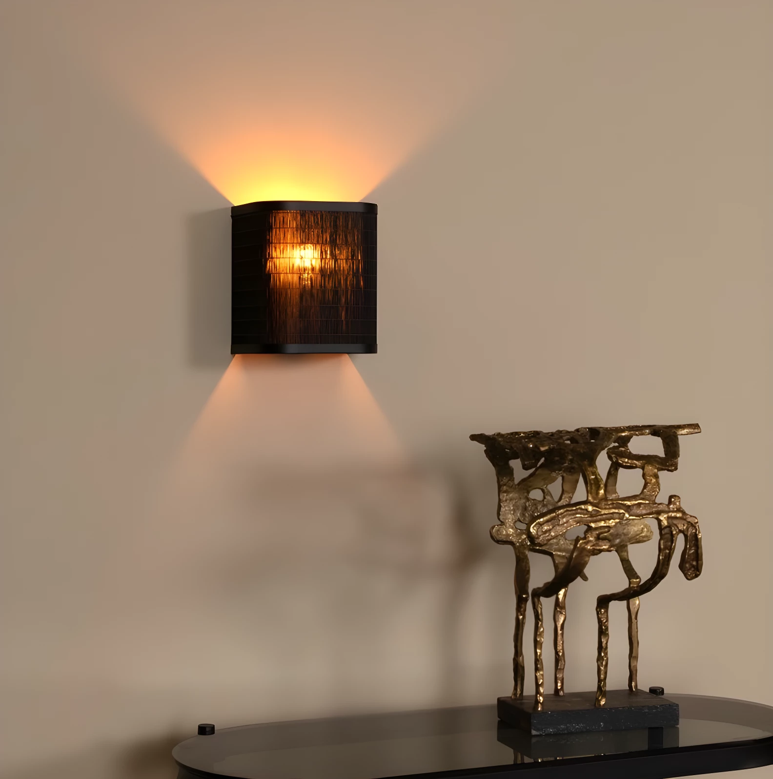 Kinkiet ścienny z czarnego bambusa Tagalog – matowy