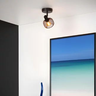 Reflektor Maren w czarnym, ażurowym drucianym stylu