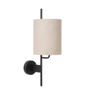 Kinkiet Magic 2 w czarnym kolorze z lnianym abażurem i portem USB-C