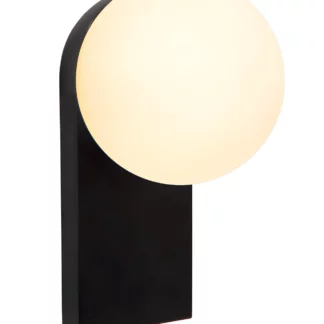 Kinkiet łazienkowy Tassa w kolorze czarnym z szklaną kulą, klasa szczelności IP40