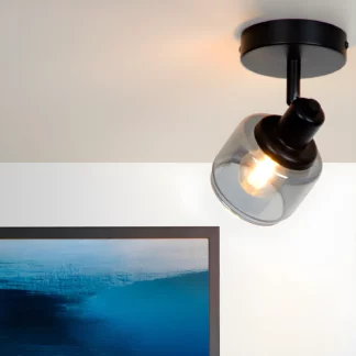 Kinkiet Bjorn w kolorze czarnym – szklany, do montażu na ścianie lub suficie