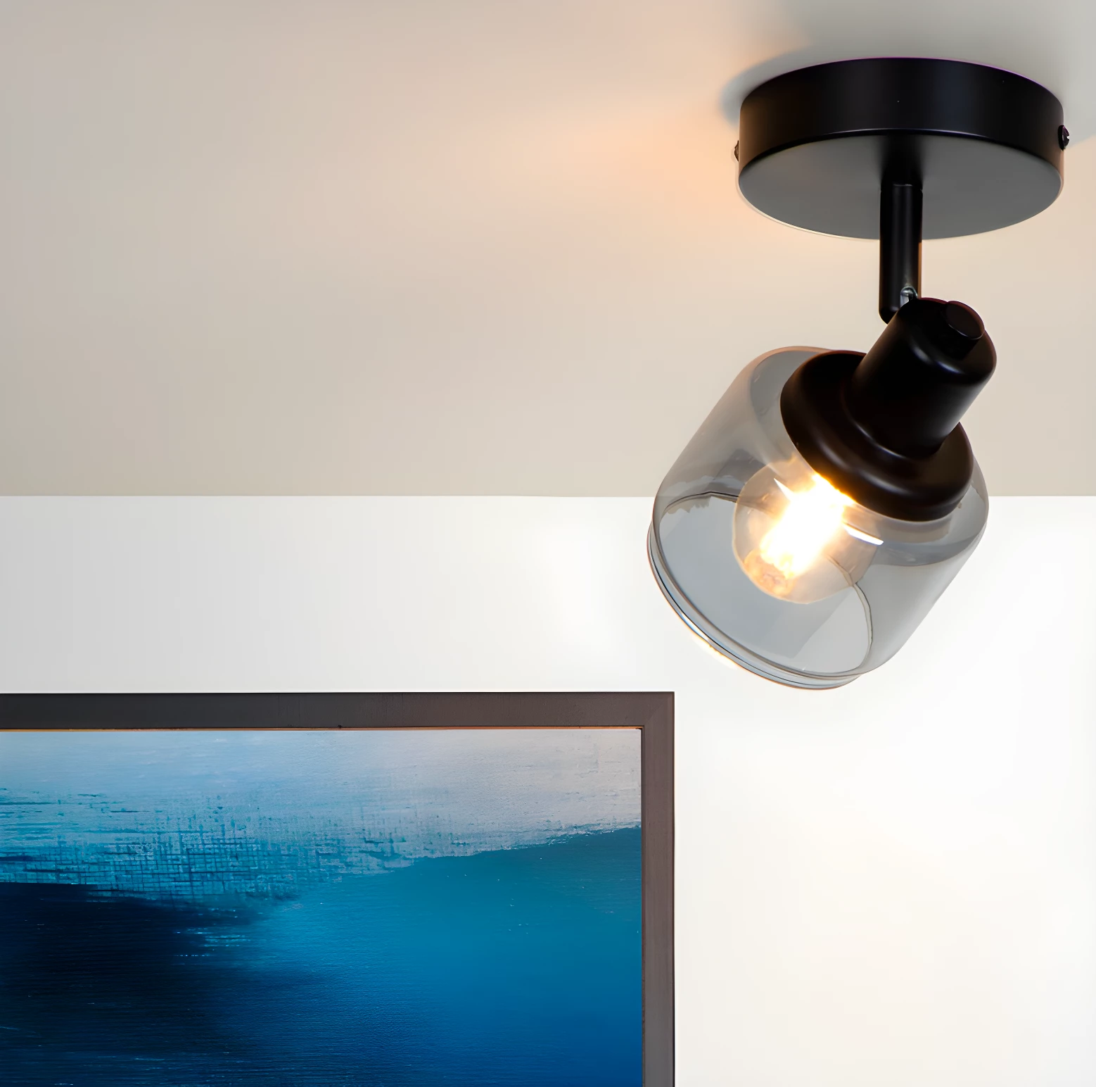 Kinkiet Bjorn w kolorze czarnym – szklany, do montażu na ścianie lub suficie