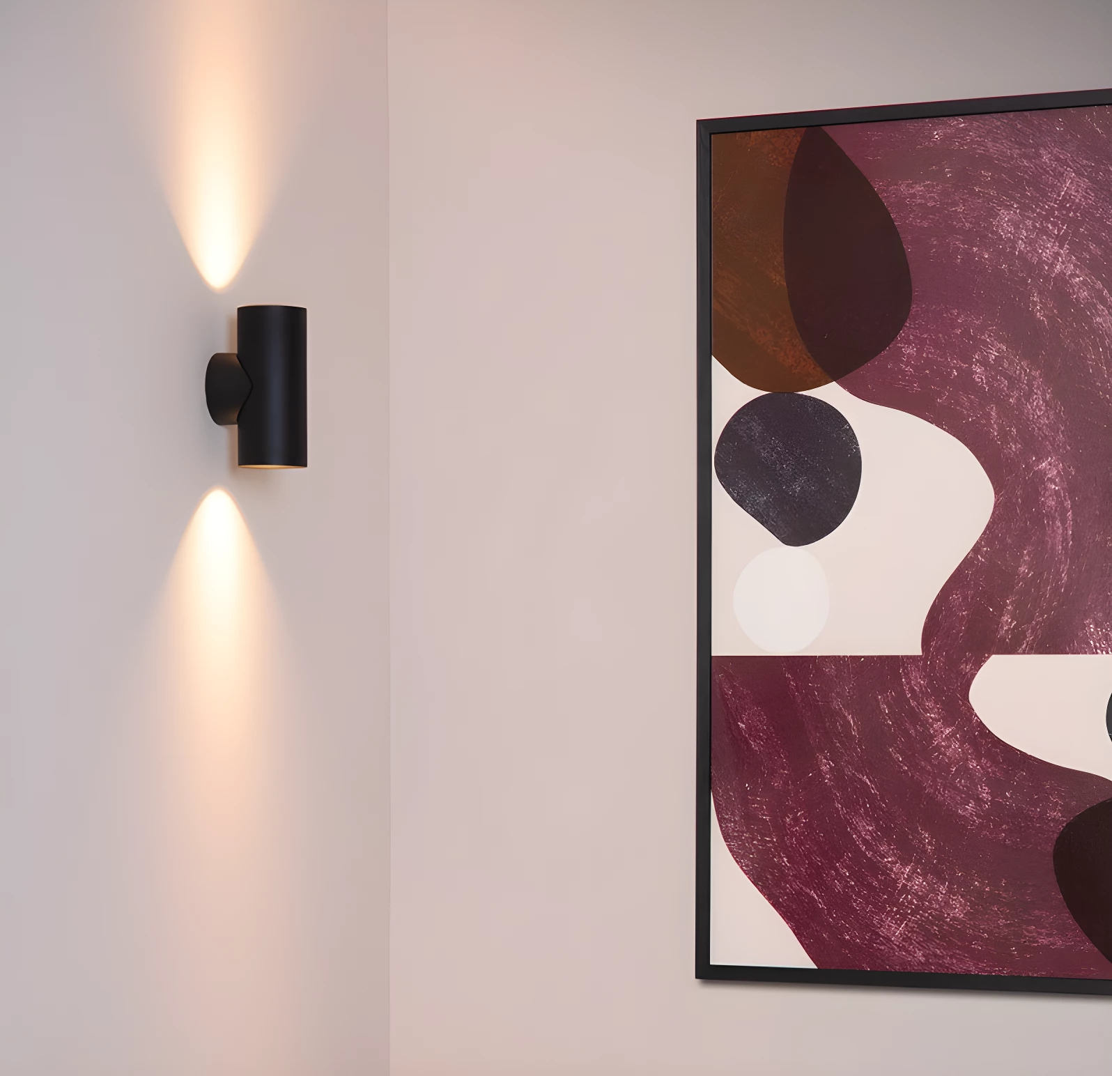 Kinkiet ścienny Bondi czarny – światło skierowane w górę i w dół do salonu