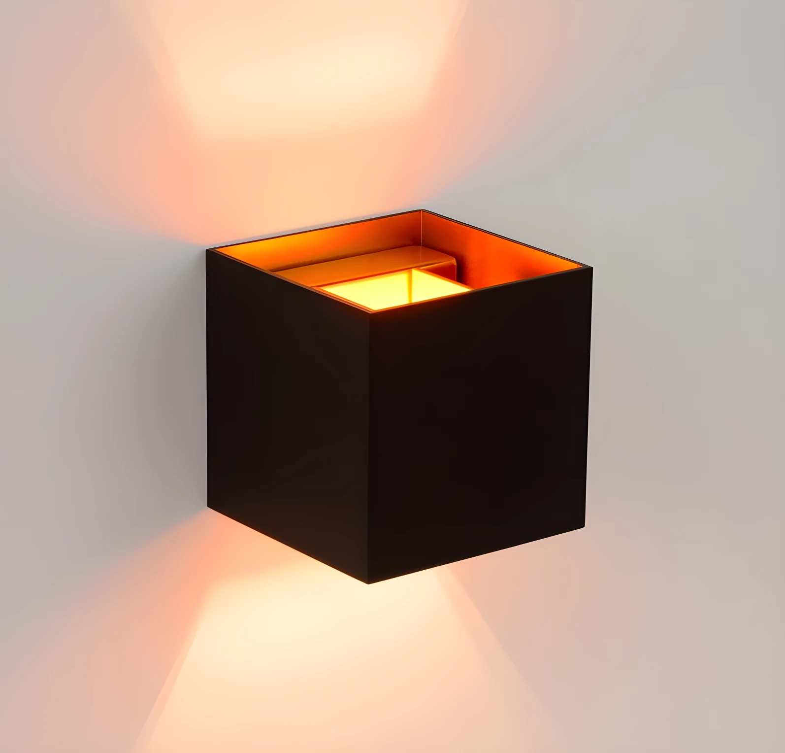 Kinkiet XIO czarny kwadratowy z dwukierunkowym światłem – idealny na korytarz