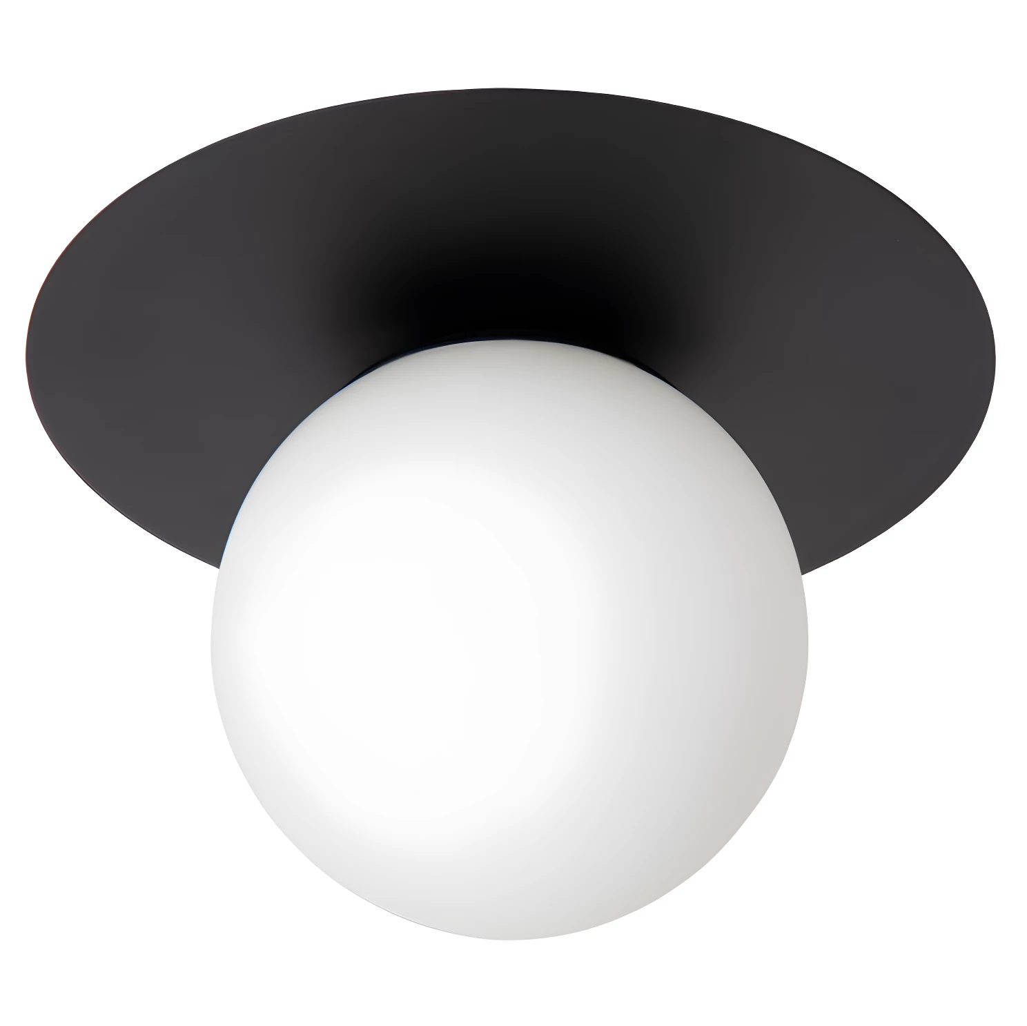 Czarna lampa sufitowa Tricia z kulistym kloszem i dekoracyjnym dyskiem