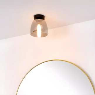 Plafon Tyler w kolorze czarnym z szarym szkłem i klasą szczelności IP44