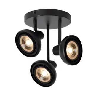 Nowoczesna lampa sufitowa Sensas 3 w czarnym kolorze z regulowanymi reflektorami