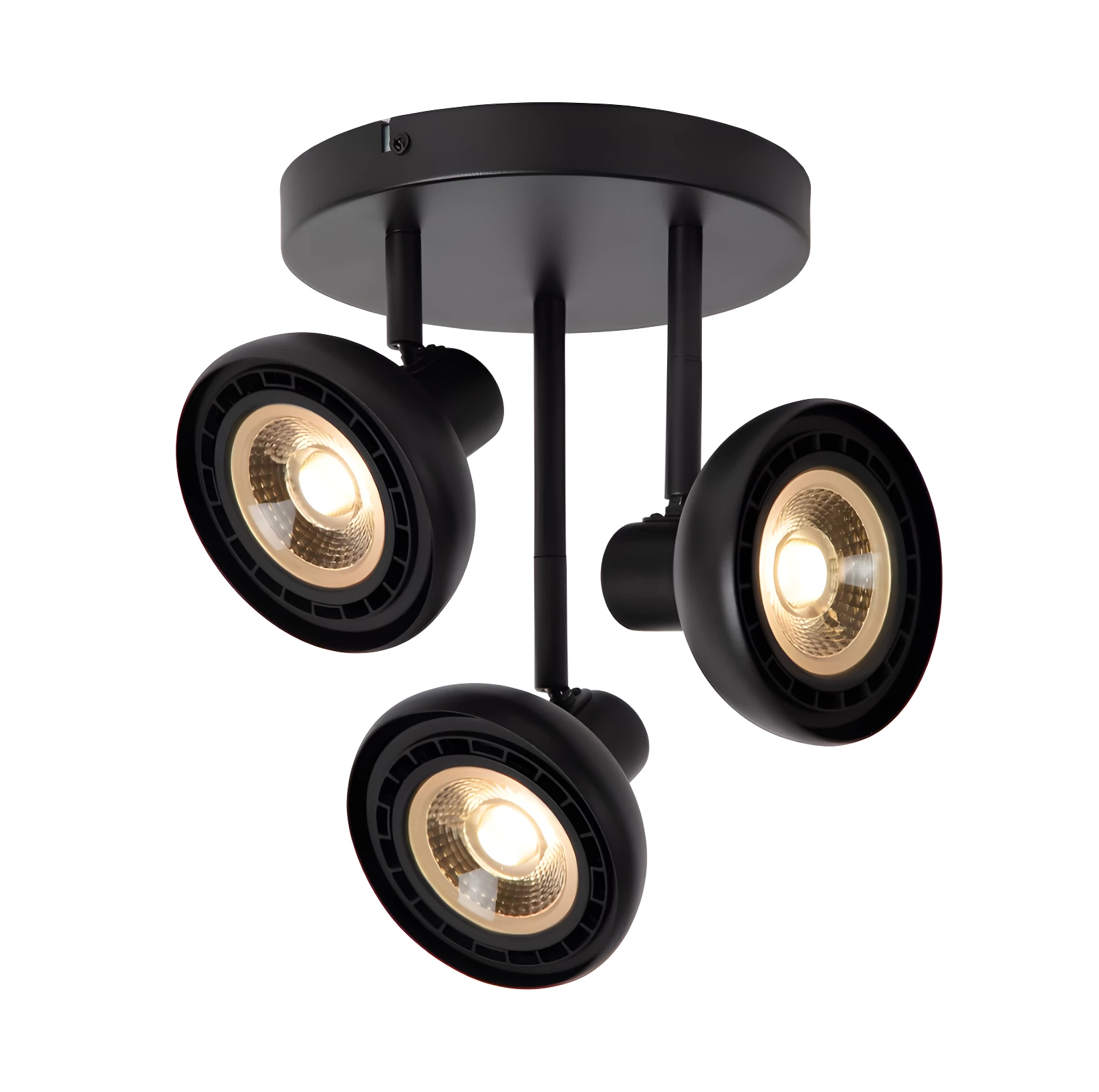 Nowoczesna lampa sufitowa Sensas 3 w czarnym kolorze z regulowanymi reflektorami