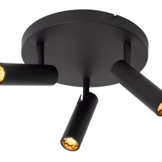 Plafon Grado 3 w czarnym kolorze z reflektorami tubowymi i efektem plastra miodu
