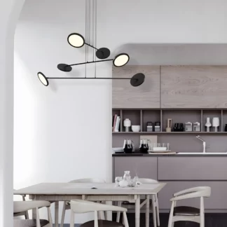 Designerski czarny żyrandol Vialto z dyskami LED 51W