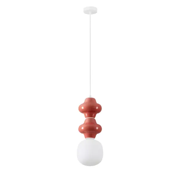 Wisząca lampa Colorella 2 w kolorze czerwonym z ozdobnej ceramiki