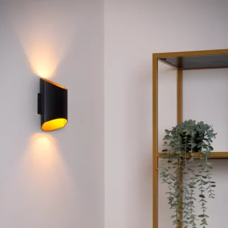 Kinkiet ścienny Diletta w eleganckim czarno-złotym wykończeniu