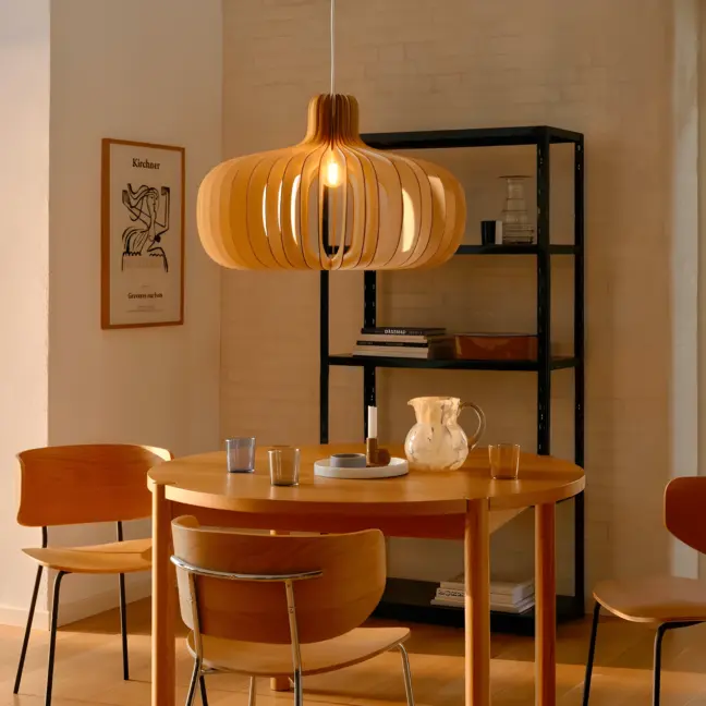 Wisząca lampa Hazo 65 cm z drewna w stylu skandynawskim