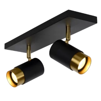 Podwójna lampa sufitowa Floris 2 w kolorze czarno-złotym