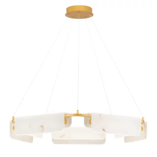 Stylowy żyrandol Lunalith 5 w stylu art deco z kloszami z marmurowego szkła