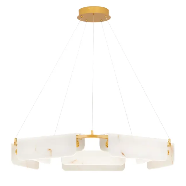 Stylowy żyrandol Lunalith 5 w stylu art deco - imitacja alabastru