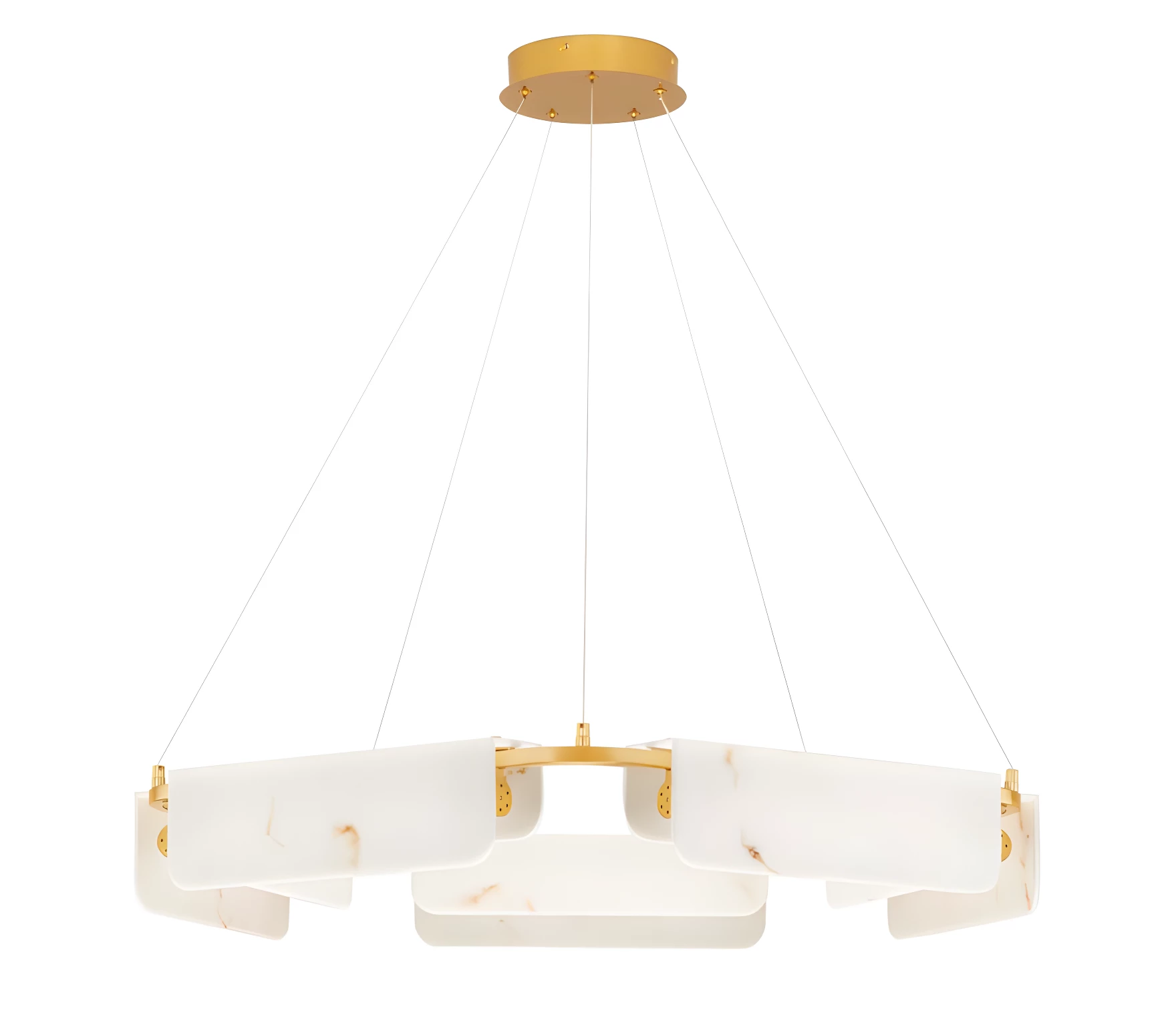 Stylowy żyrandol Lunalith 5 w stylu art deco z kloszami z marmurowego szkła