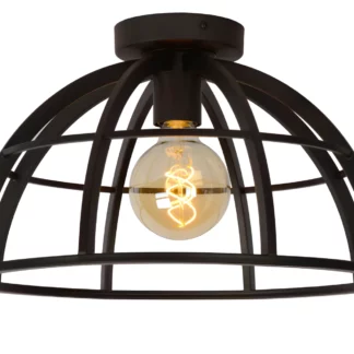 Plafon sufitowy Dikra 40 w stylu industrialnym – czarny metal