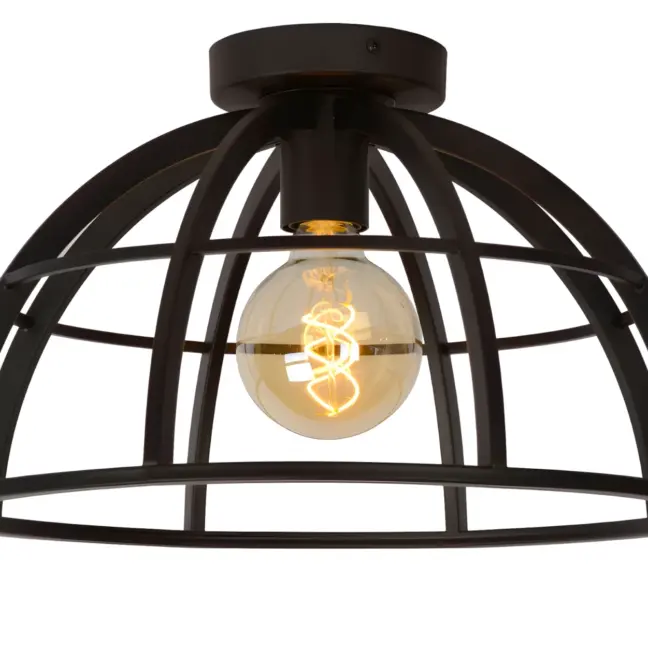 Plafon sufitowy Dikra 40 w stylu industrialnym – czarny metal