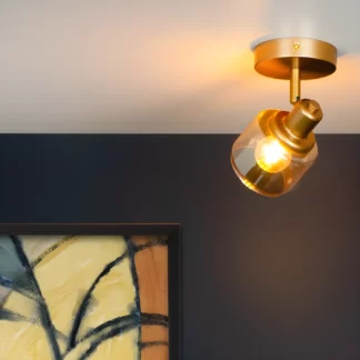 Reflektor Bjorn w klasycznym stylu, złoty ze szkłem