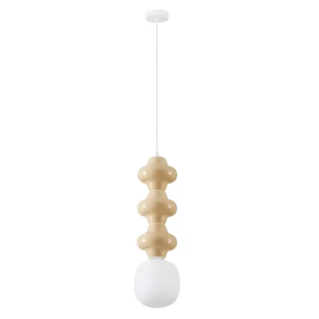 Lampa wisząca Colorella 3 w kremowym odcieniu z beżowej ceramiki