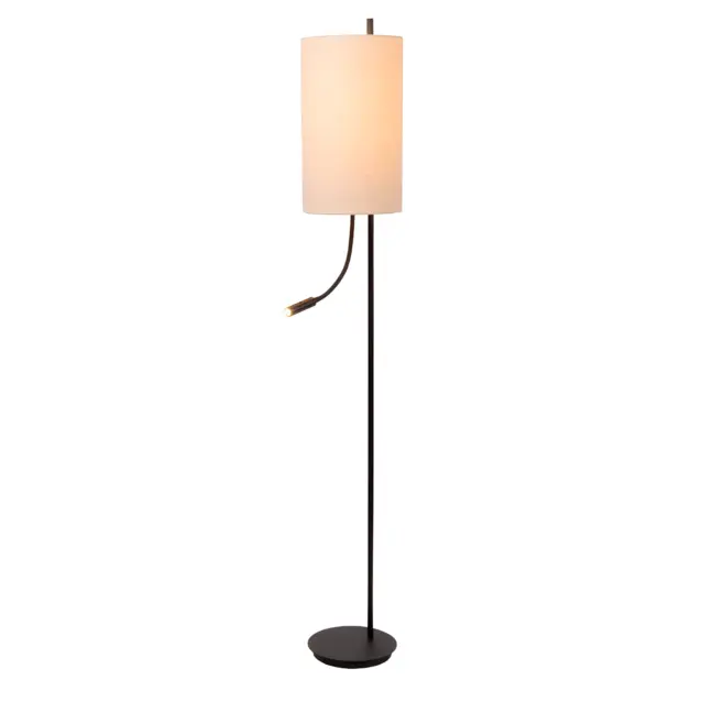 Stojąca lampa LED do czytania Magic z beżowym lnianym kloszem