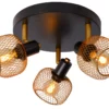 Lampa sufitowa Maren 3 z trzema złotymi kloszami w formie drucianej – idealna do kuchni