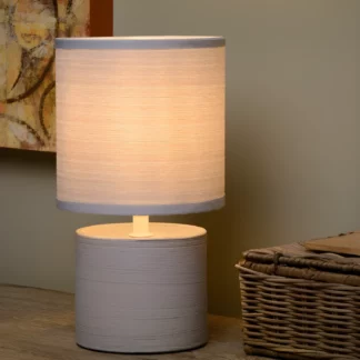 Szara lampka nocna Greasby o wysokości 26 cm – kompaktowy rozmiar
