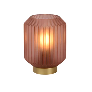 Mała nocna lampka Sueno z różowego szkła