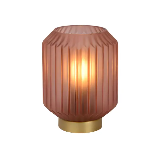 Mała nocna lampka Sueno z różowego szkła