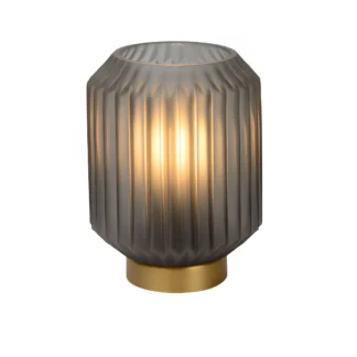 Szara mini lampka Sueno z ryflowanego szkła