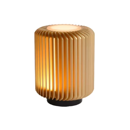 Niewielka złota lampka stołowa Turbin z aluminium
