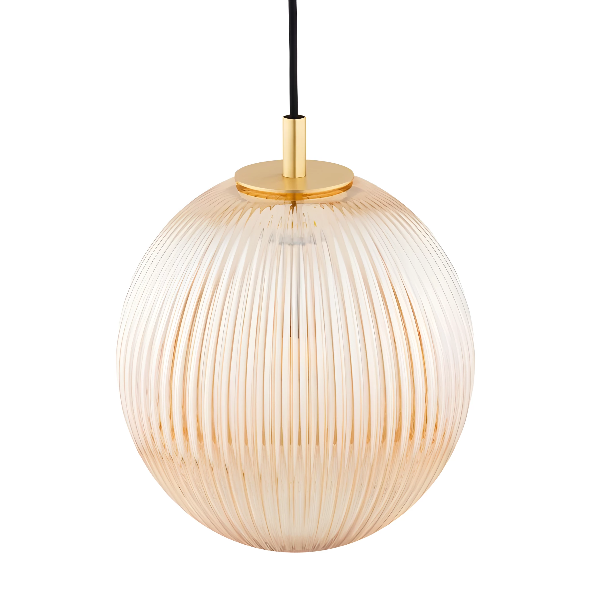 Promocyjna lampa wisząca Paloma z miodowego szkła – kula w złotym wykończeniu