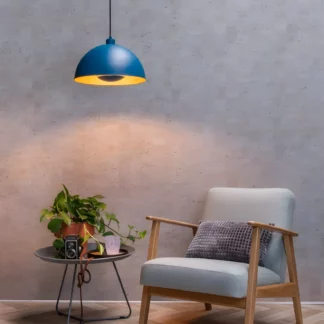 Lampa wisząca Siemon w kolorze niebieskim do jadalni
