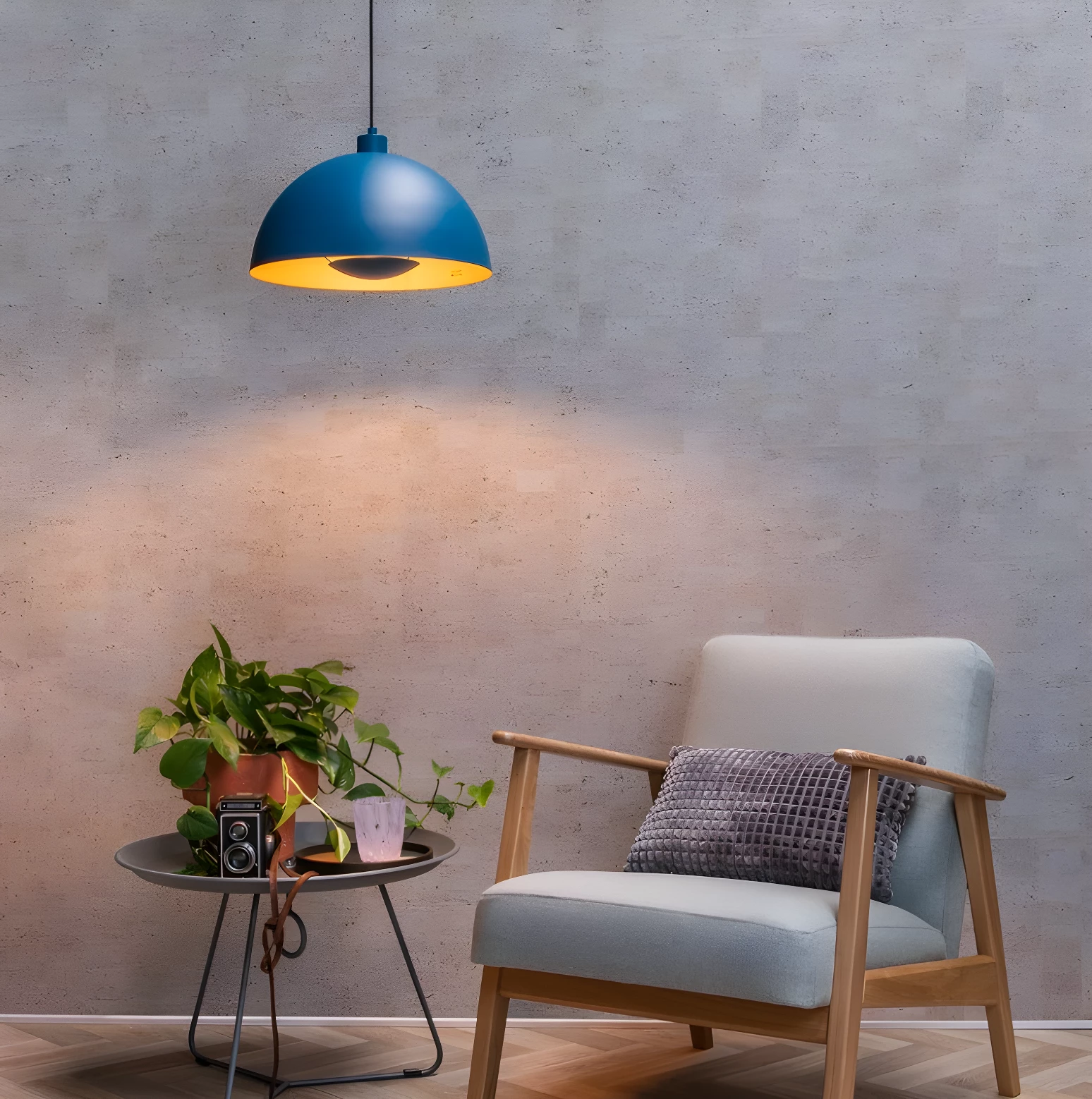 Lampa wisząca Siemon w kolorze niebieskim do jadalni