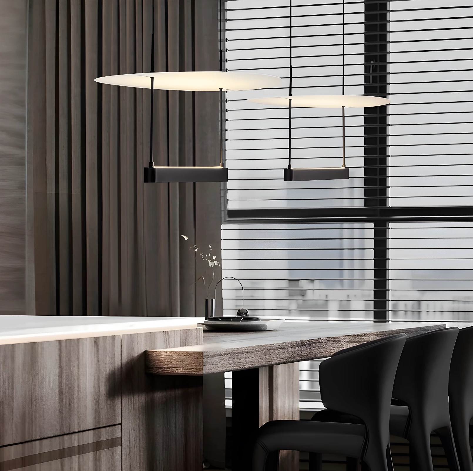 Lampa wisząca Sfumato 45 z odbitym światłem do nowoczesnej jadalni