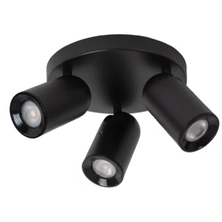 Czarny plafon Punch w nowoczesnym stylu z trzema reflektorami