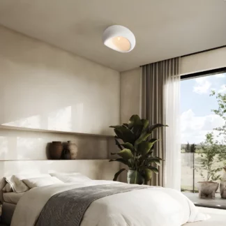 Plafon Cluora 50 w nowoczesnym stylu, biały o chropowatej fakturze