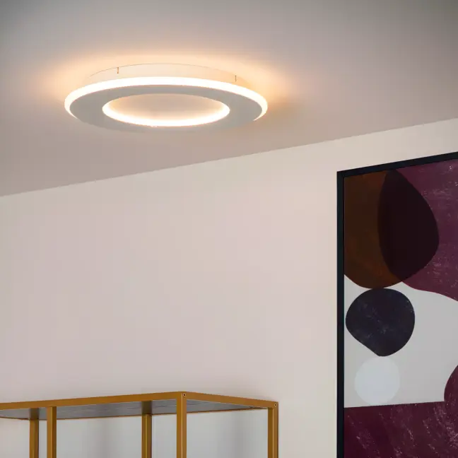 Płaski plafon LED Axelle 24W w okrągłym kształcie z efektem podświetlenia