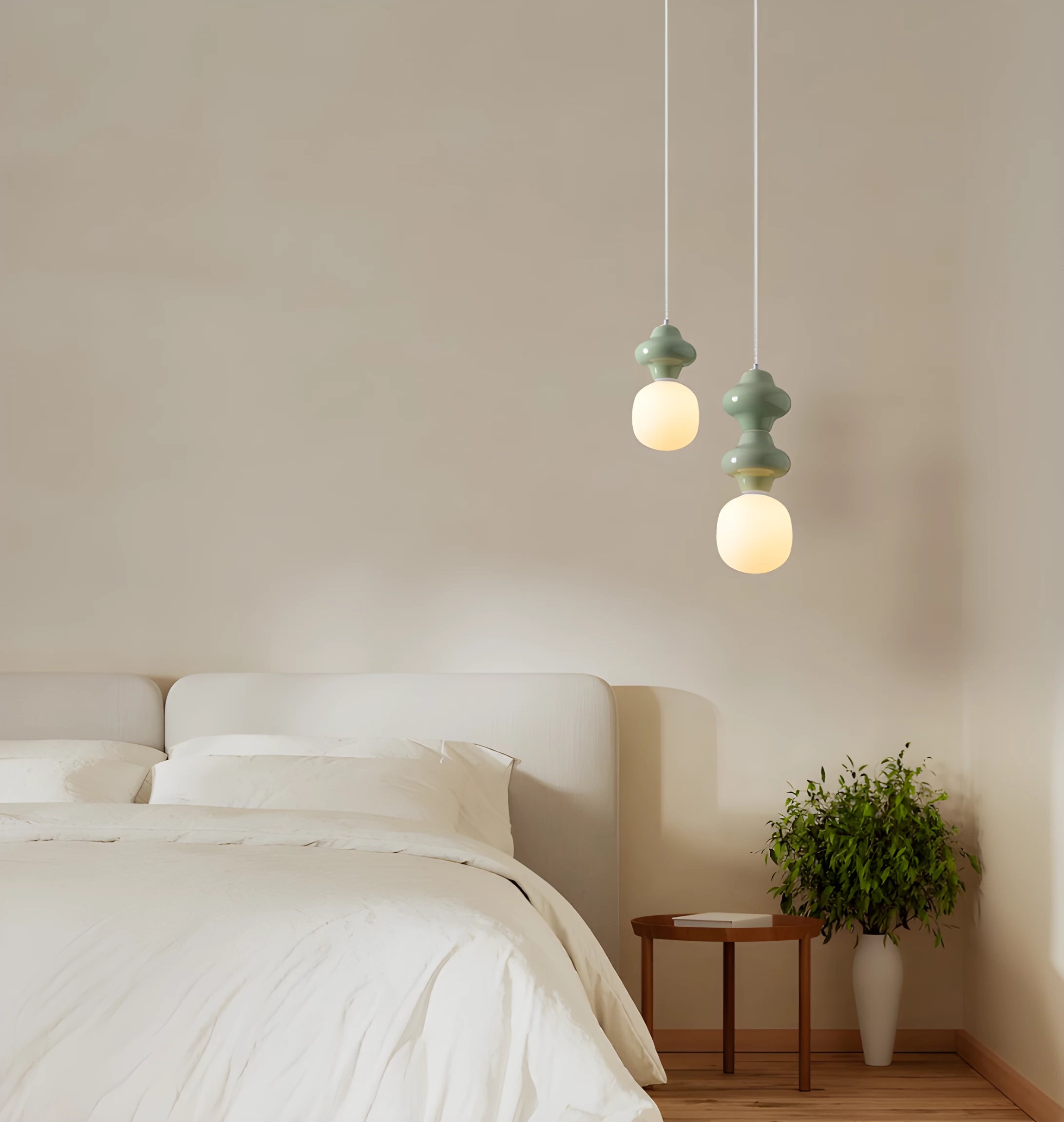 Wisząca lampa Colorella w odcieniu oliwkowej zieleni z ceramiki