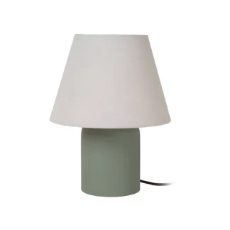 Lampka nocna Macia w kolorze oliwkowym z lnianym kloszem