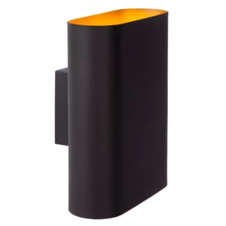 Nowoczesny kinkiet ścienny Ovalis w kolorze czarno-złotym o owalnym kształcie