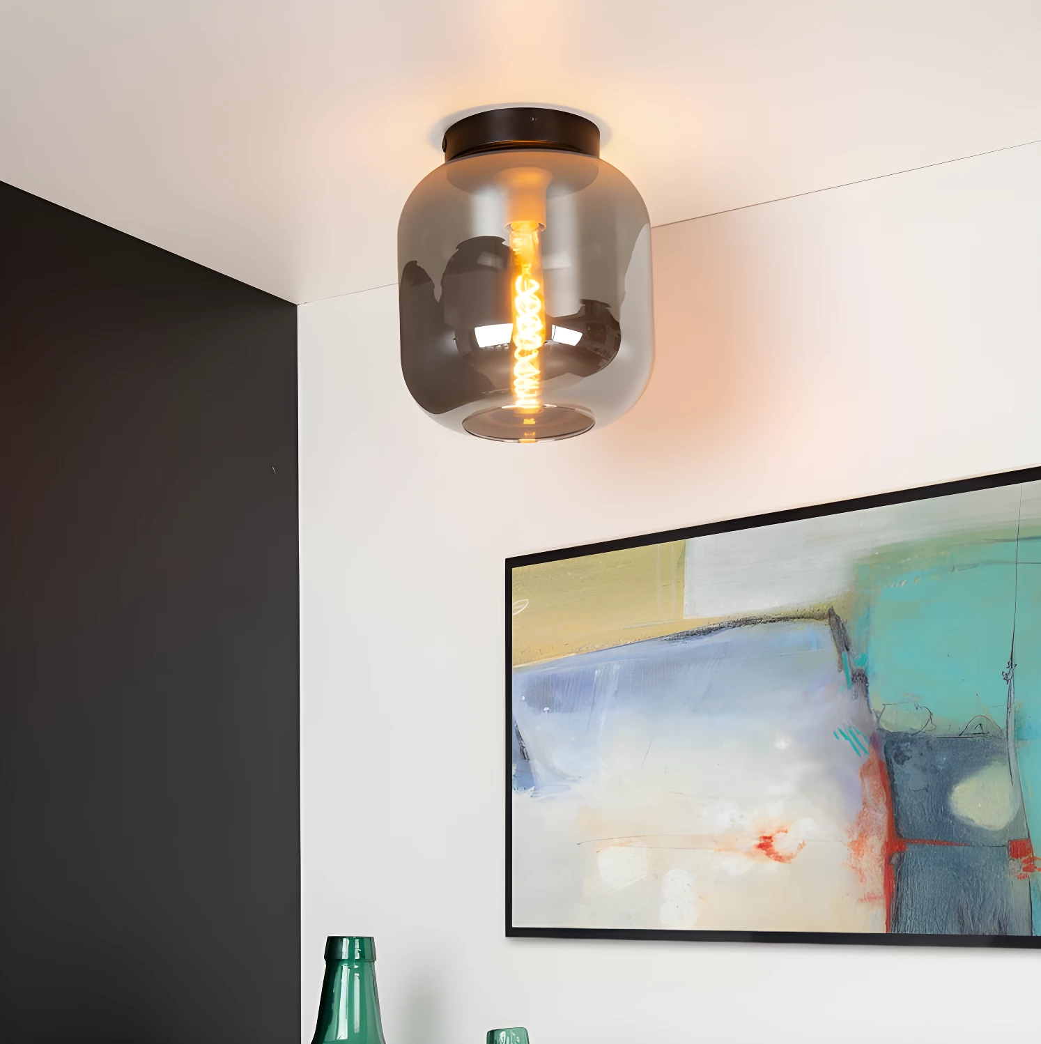 Lampa sufitowa Joanet 25 w szarym dymionym szkle