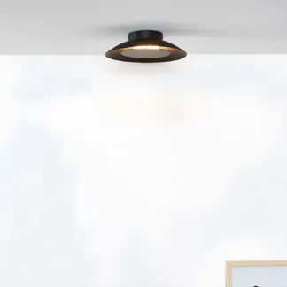 Ozdobna lampa sufitowa LED Foskal 22 w kolorze czarnym z płaskim designem