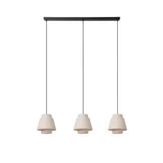 Lampa wisząca Tribute 3 z beżowymi kloszami – model podłużny nad stół