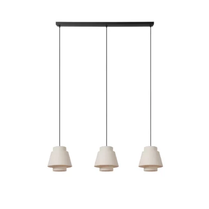 Lampa wisząca Tribute 3 z beżowymi kloszami – model podłużny nad stół