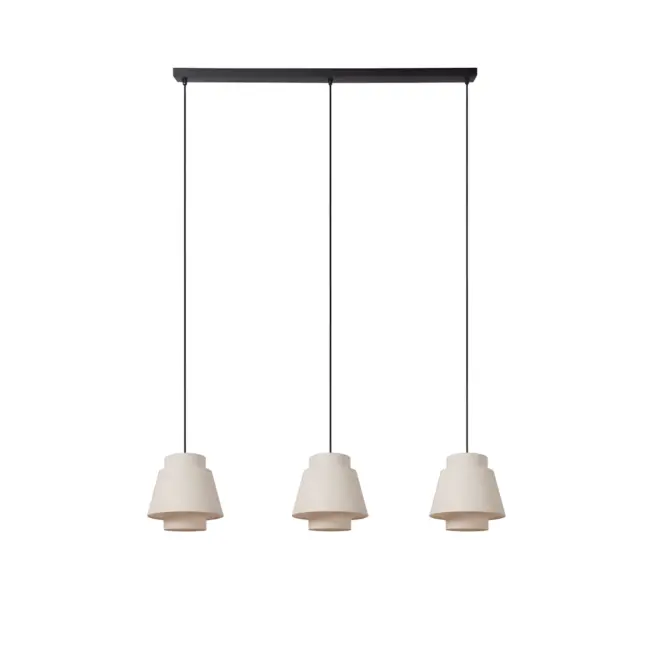 Lampa wisząca Tribute 3 z beżowymi kloszami – model podłużny nad stół