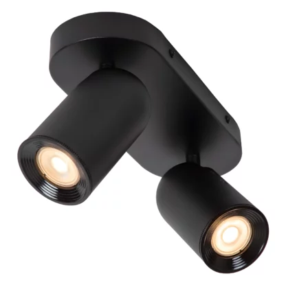 Regulowana lampa sufitowa Punch 2 w kolorze czarnym z dwoma reflektorami
