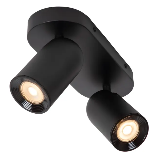 Regulowana lampa sufitowa Punch 2 w kolorze czarnym z dwoma reflektorami